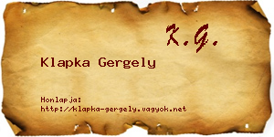 Klapka Gergely névjegykártya